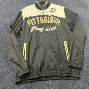 Pittsburgh Penguins Jacket Mens XL Black Gold NHL Hockey Full Zip Fleece Lined